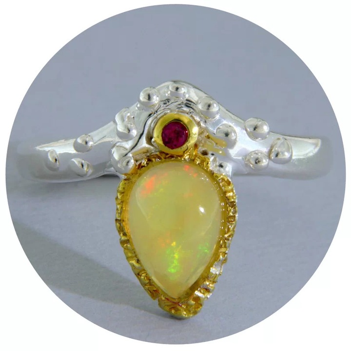 Inel din argint 925 cu Citrin & Granat | detaliu statement