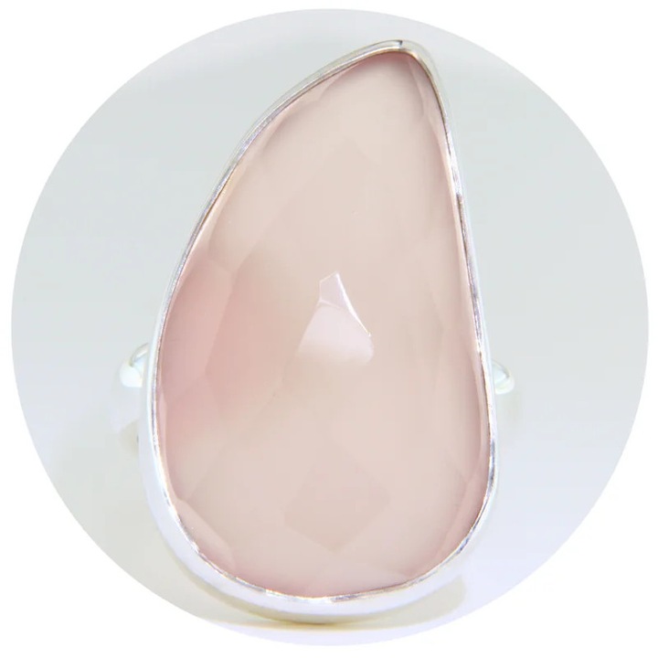 Inel Argint 925 Cuart roz Natural, Frumusete subtila