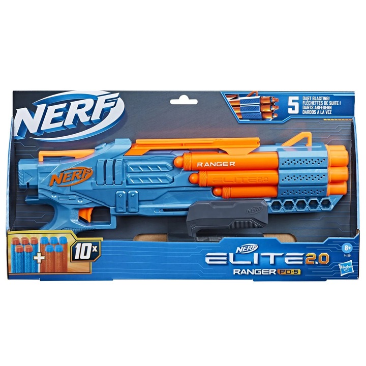 Blaster Nerf Elite 2.0 Ranger, 10 proiectile, negru, set