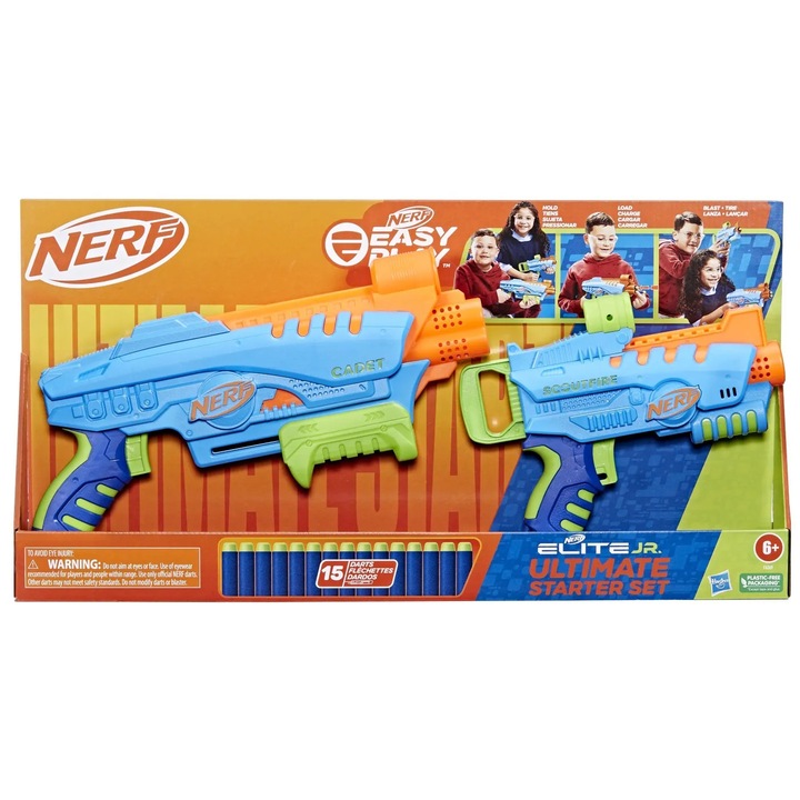 Комплект бластери Nerf Elite Junior, 2 бластера, 15 стрелички, многоцветен