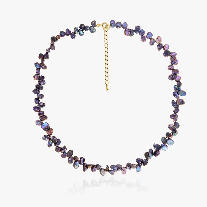 Colier din aur Mini Lulu - Perle Keshi Negre