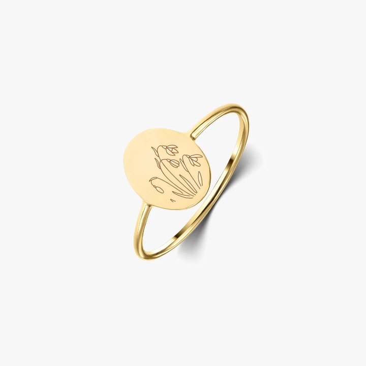 Inel din argint Birth Flower Golden - January Snowdrop