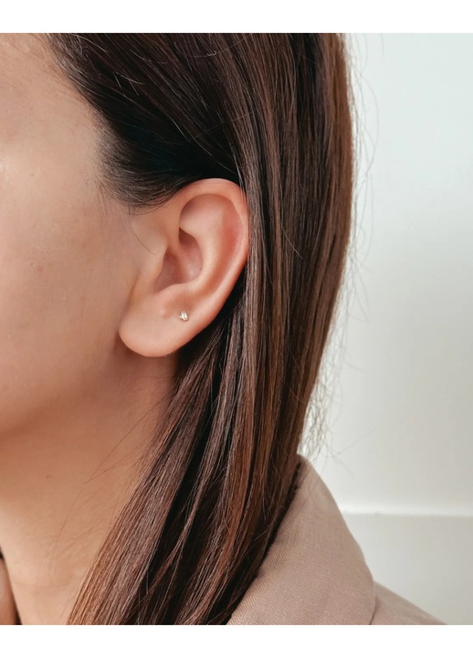 Cercei piercing labret din aur galben Shine - Zirconiu