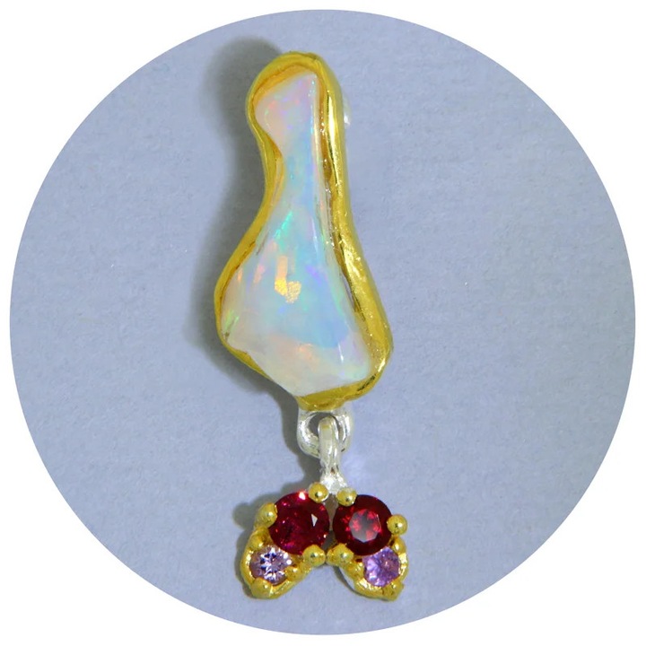 Pandantiv Argint 925 cu Opal, Granat si Ametist Naturale, Lucrat manual, Fara Lant