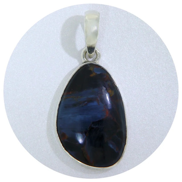 Pandantiv Argint 925, Pietersit Natural, Lucrat manual, Finisaj Lucios, Fara Lant