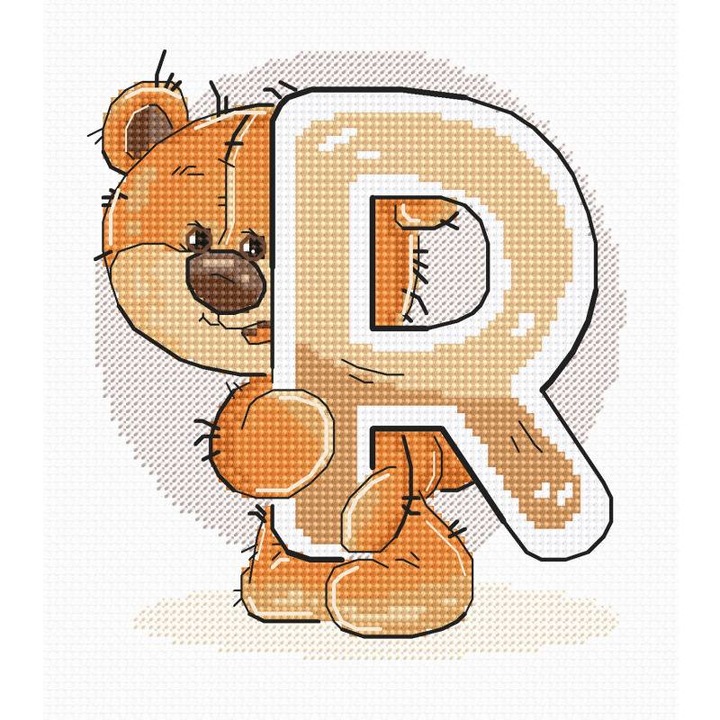 Set brodat in cruciuliță, Luca-S, B1219, 17 culori, alb, 11.5x12.5 cm