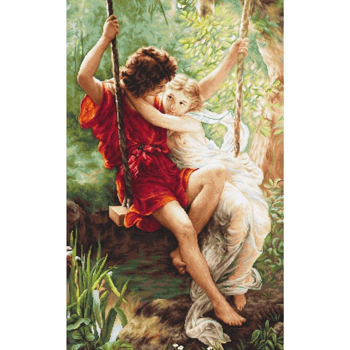 Комплект за бродерия Luca-S B415, 50 цвята, слонова кост, 36.5x59.5 см