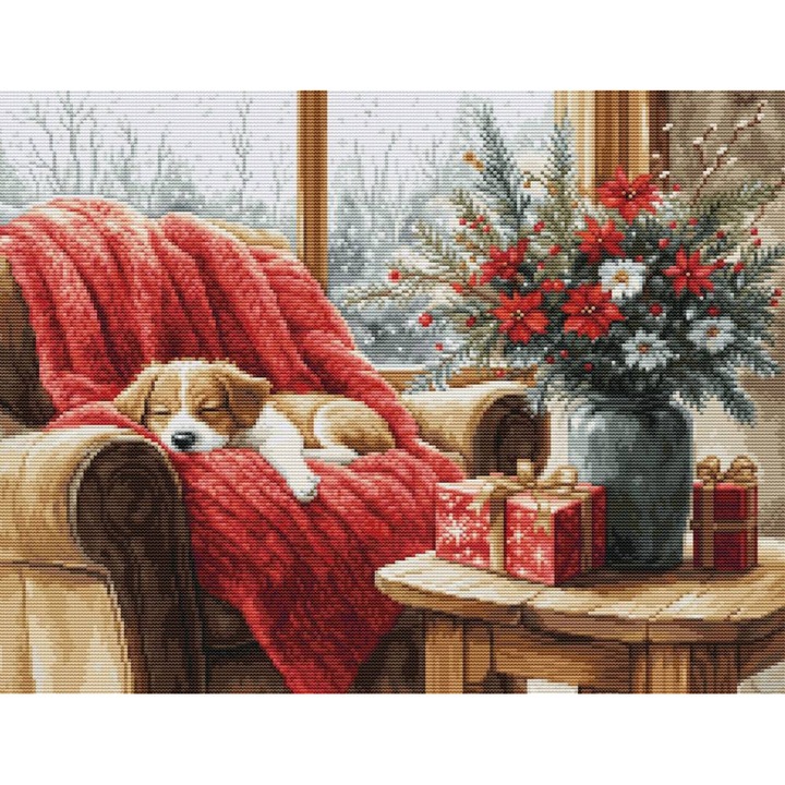 Keresztszemes hímzőkészlet, Luca-S, B711, 60 szín, fehér, 37x29cm
