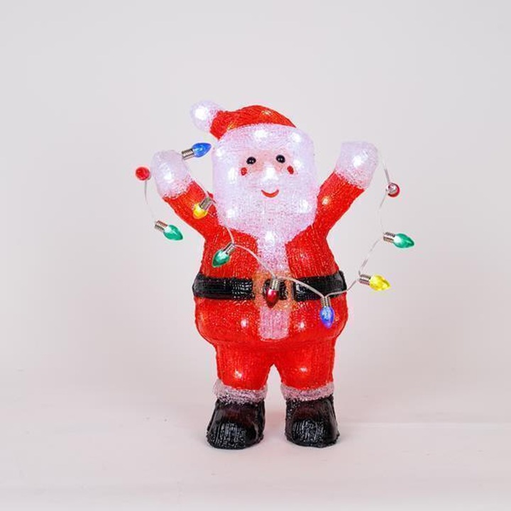 Decoratiune LED Mos Craciun, Eurolamp, 40 LED-uri, dimensiune 22, 5x15x34 cm, multicolor