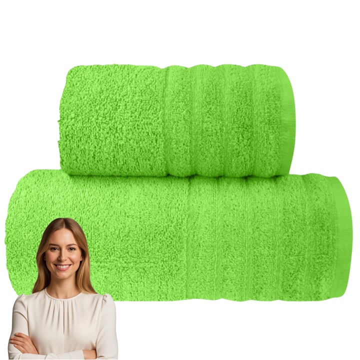 Prosop de Baie, 50 x 90 cm, Alexa, Placut la Atingere, Material Moale, Capacitate Mare de Absorbtie, Absorbant si Durabil, 500 g/m², Bumbac, Verde