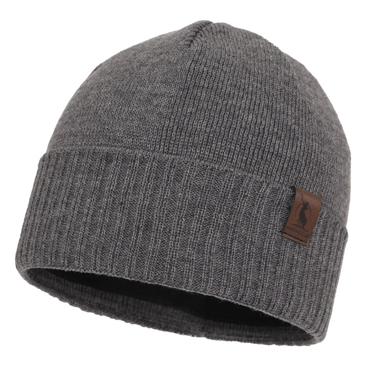 Caciula de iarna pentru barbati, lana merino, captuseala polar, gri, marime universala 55-60