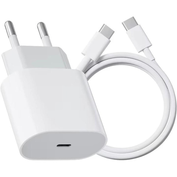 Incarcator Rapid Alfkary USB-C 20W cu Cablu USB-C - Compatibil iPhone, Samsung, Huawei, Xiaomi, iPad
