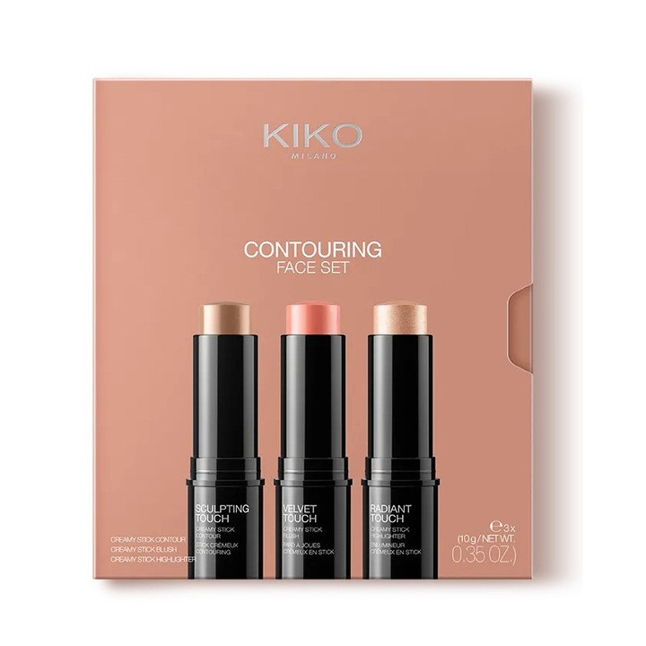 Комплект за грим Kiko Milano, 3 нюанса, руж, стик за контуриране, хайлайтър, многоцветен