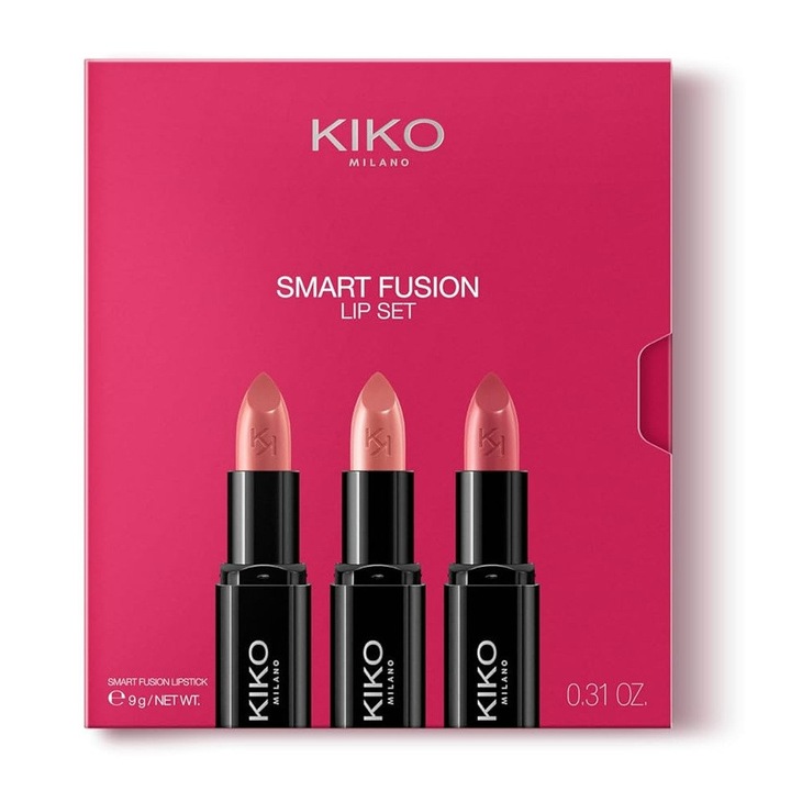 Комплект за грим Kiko Milano Smart Fusion, 3 кремообразни червила, многоцветни