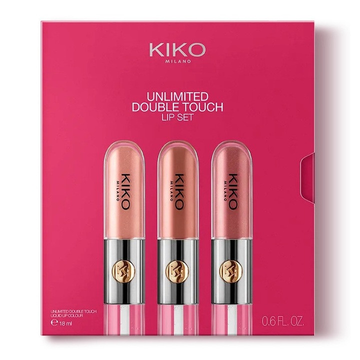 Комплект подаръци Kiko Milano Unlimited Double Touch, 3 течни червила, 18 мл, многоцветен