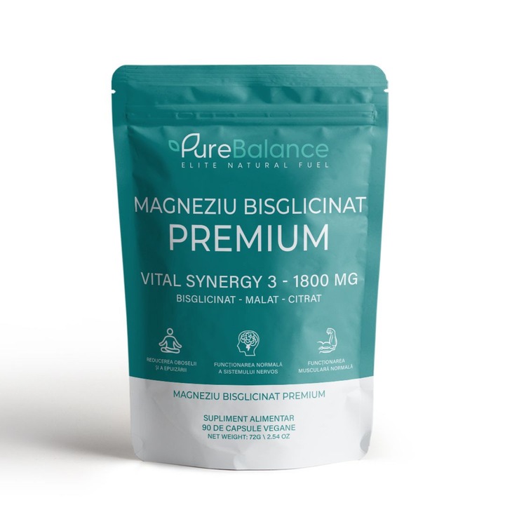 Magneziu Bisglicinat Premium VITAL Synergy 3, 1800mg, Pure Balance