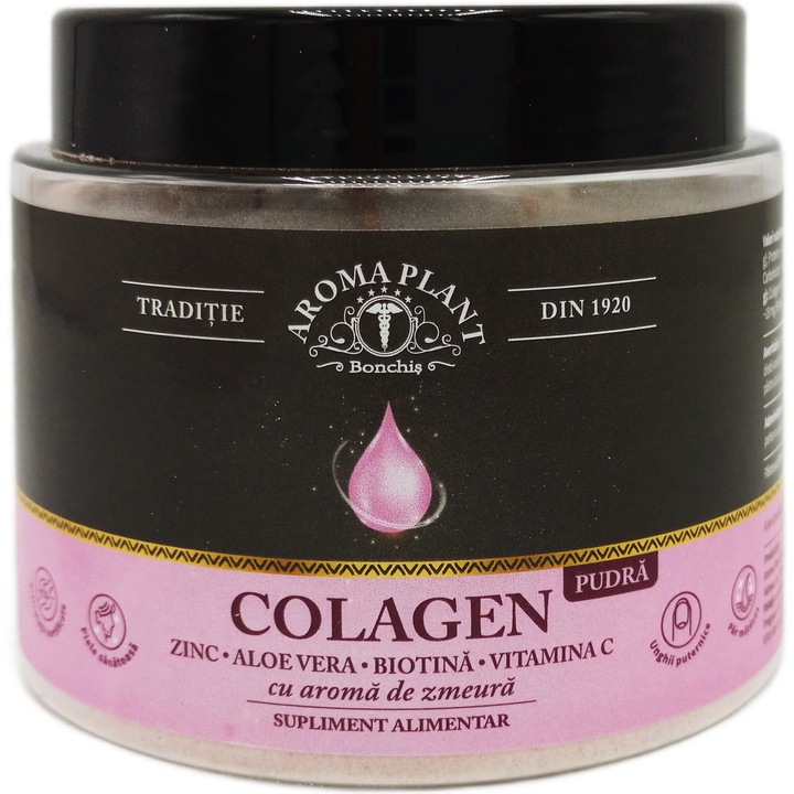 Colagen hidrolizat pudra, supliment pentru piele, par, unghii si articulatii cu Zinc, Biotina si Vitamina C, 240g, Fitoterapeut Bonchis