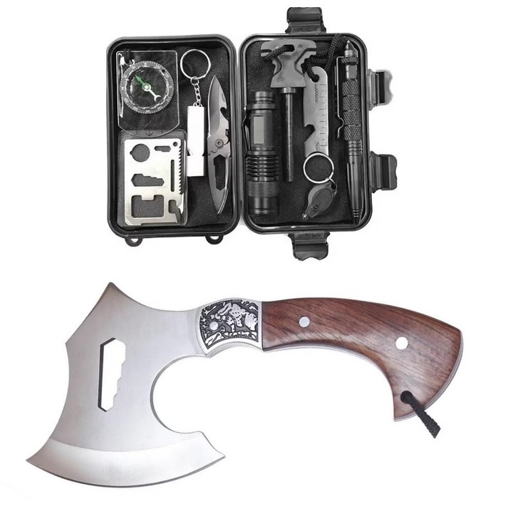 Kit supravietuire Trail Guardian - 14 unelte multifunctionale, Protectie compacta pentru orice traseu