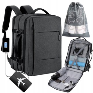 Rucsac Homedesign, Ryanair Wizzair, 40x25x20 cm, Pentru USB, Pentru Bagaj De Mana, Confortabil, Spatios, De Inalta Calitate, Gri Inchis