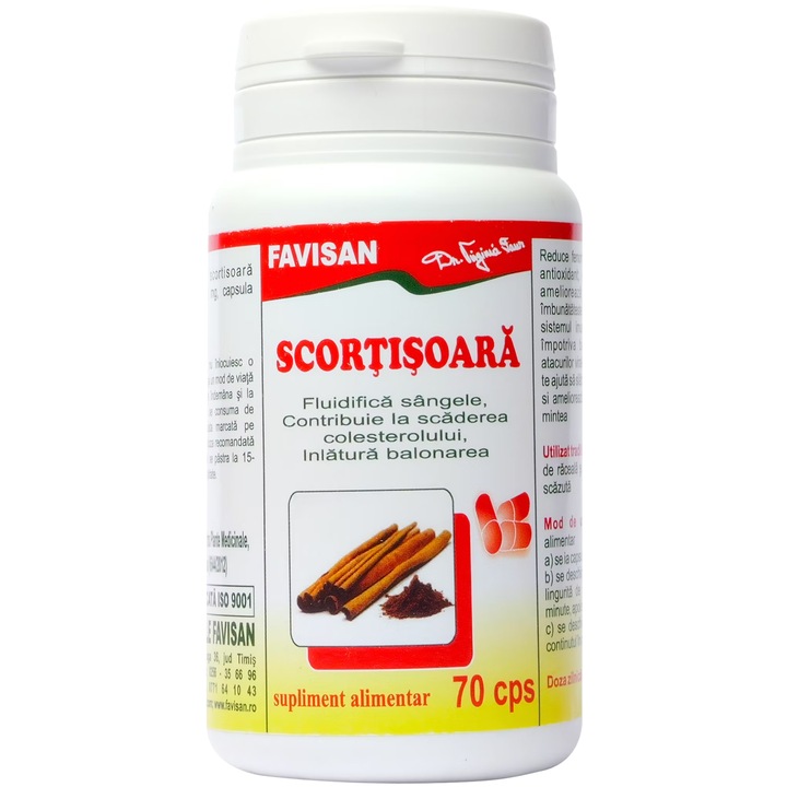 Scortisoara extract 400mg "fluidifica sangele, scade colesterolul, anti-balonare", dr. Virginia Faur, 70cps, Laboratoarele Favisan