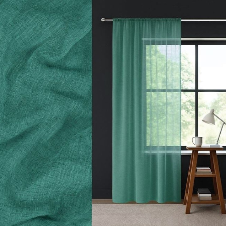 Декоративна завеса Зелена, HYVESTO, 140x260см, полиестер, с ресни