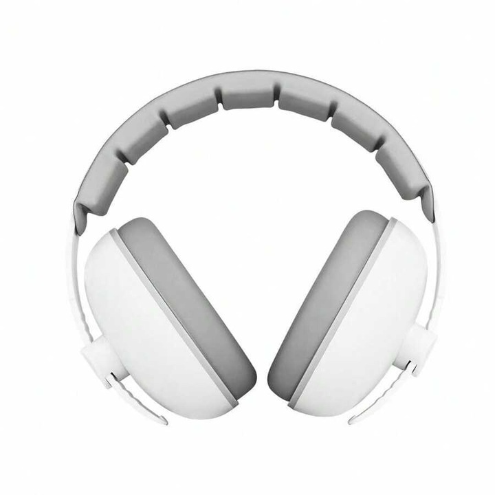 Casti antifonice pentru bebelusi si copii Baby Care, 0-4 ani, Model reglabil, Fara presiune pe fontanela, Anulare zgomot 25dB SNR, Protectie fonica bebe, albe