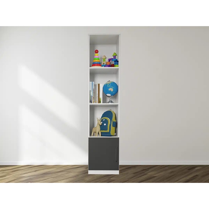 Corp Polite Mihai, Gri cu Alb, Pal Melaminat, L 41 x A 48 x H 192.5cm