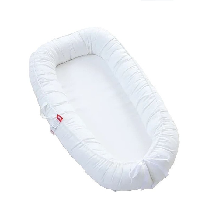 Babafészek, Mosható, Fehér, alvókosár babáknak 0-24 hónap, hordozható pamut fészek