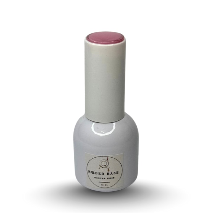 Oja semipermanentă ManiQ Rubber Base Gentle Rose 15ml, roz, flexibilă, rezistentă