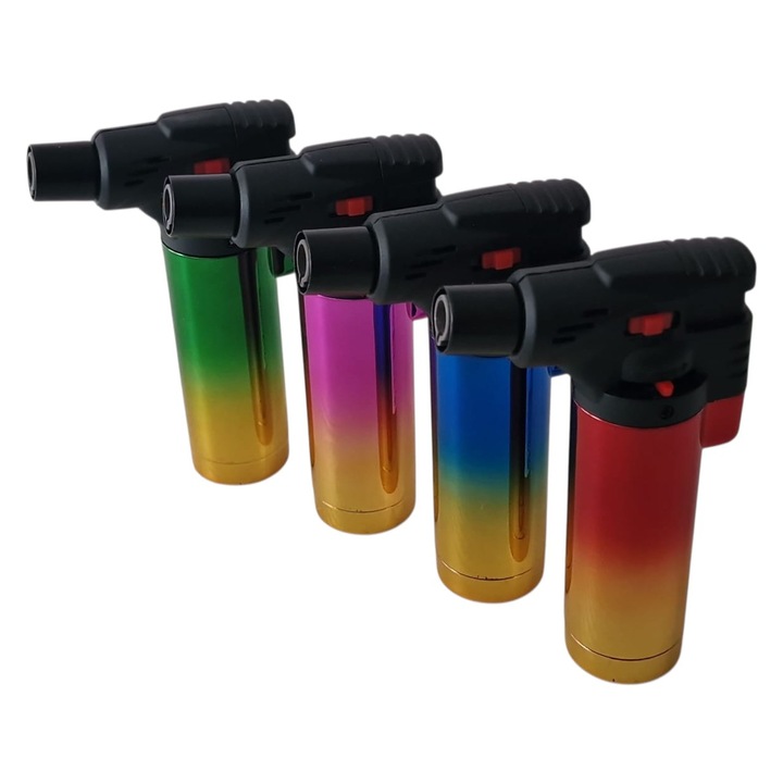 Set 4 bucati Bricheta cu arzator, functie de reglare a gazului, buton de blocare, reincarcabil, 11, 2 cm