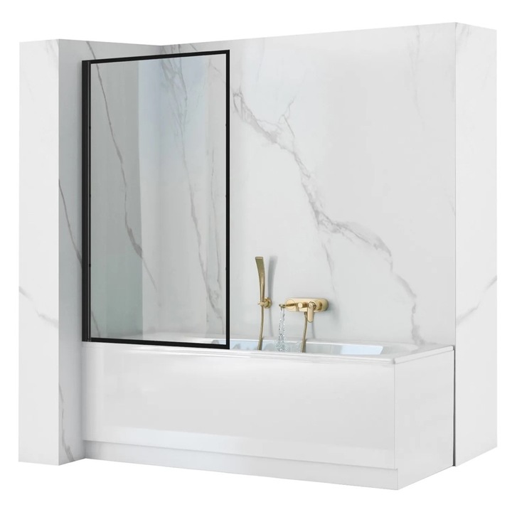 Параван за вана Rea Lagos, 70 см, Подвижен, Закалено стъкло