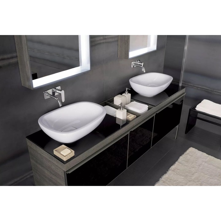 Lavoar Geberit Citterio 56x40x19.5 cm, alb, montare pe blat, fără orificiu baterie