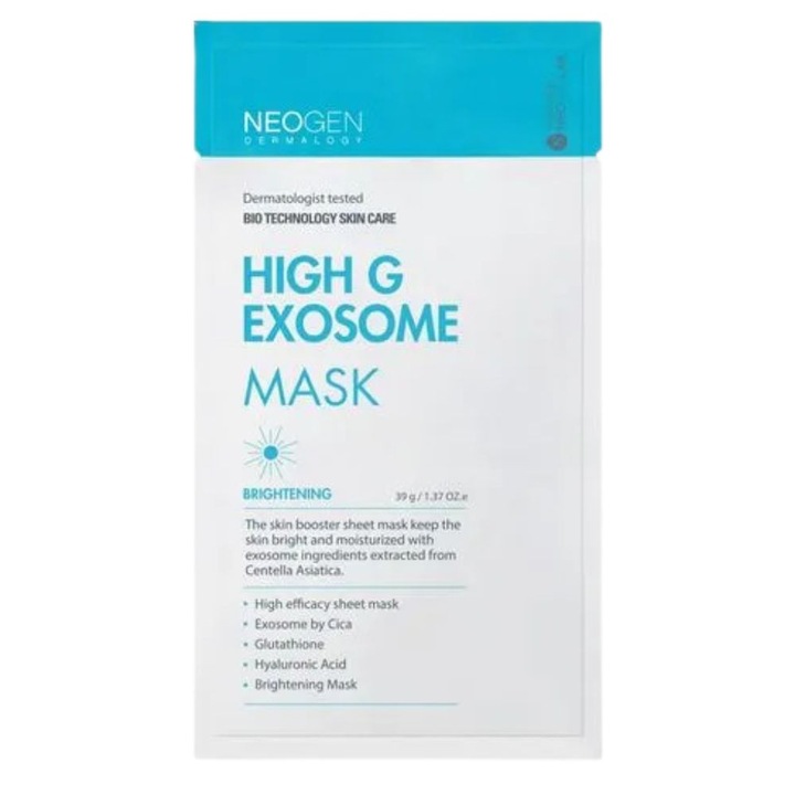 Neogen Dermalogy High G Exosome маска за лице, за чувствителна кожа, с екзозоми от Centella Asiatica и 8 вида хиалуронова киселина, 39 гр