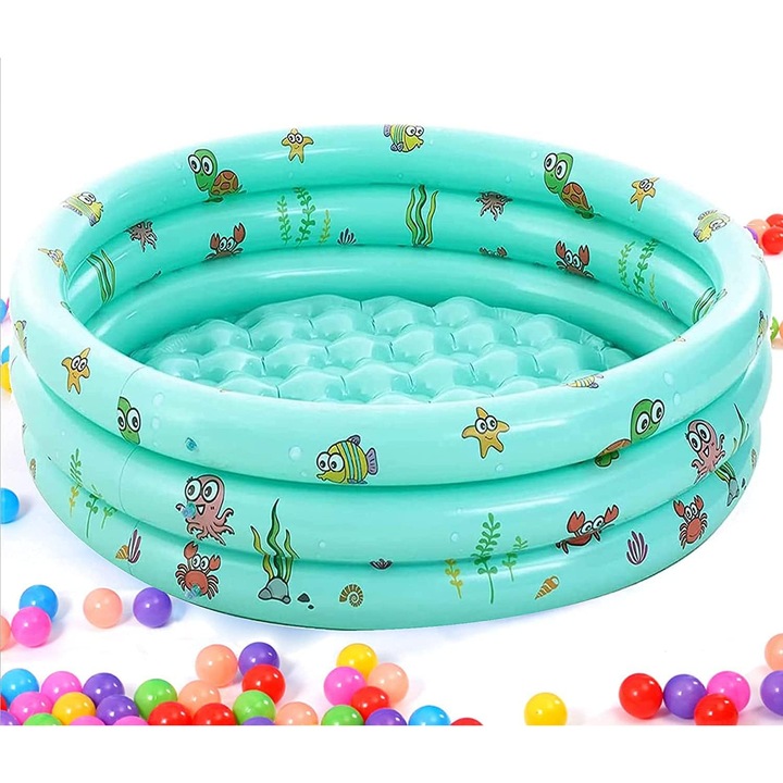 Piscina gonflabila rotunda pentru copii, 100x35 cm verde