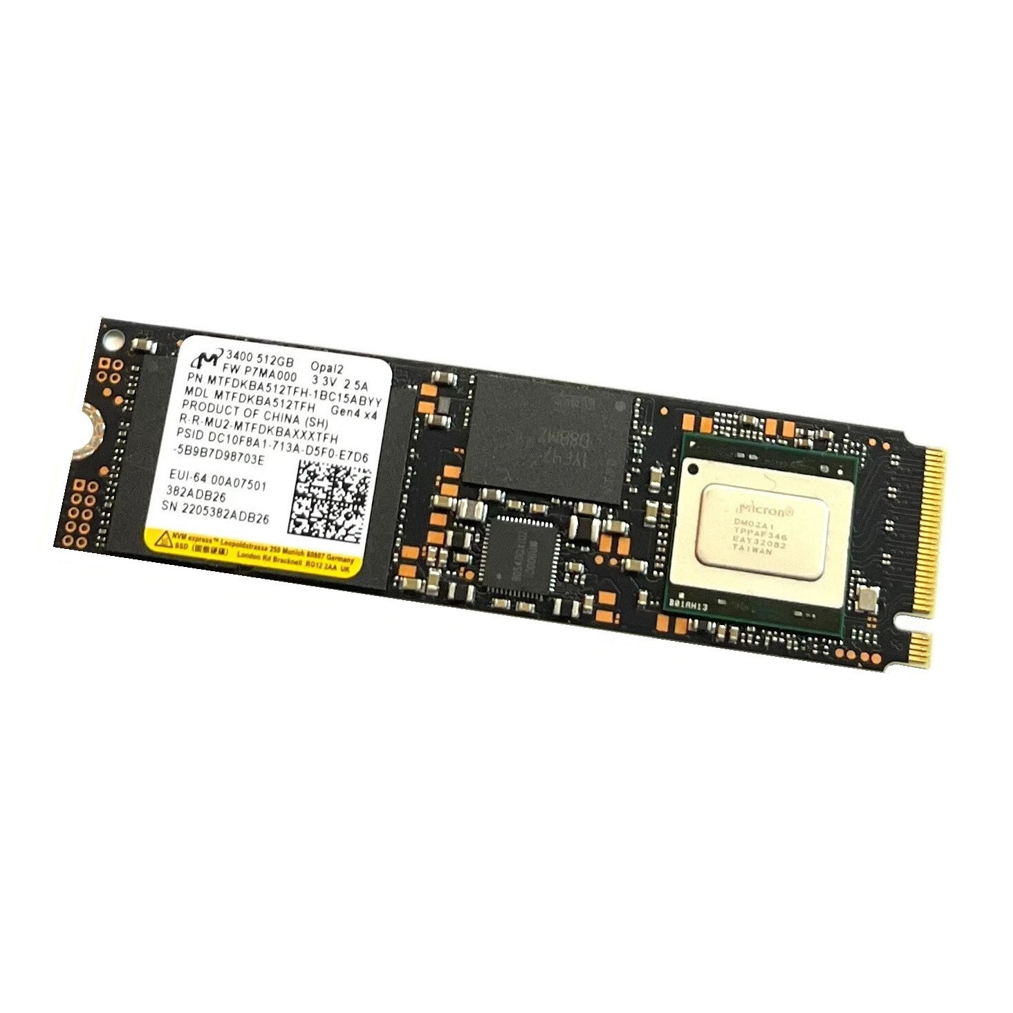 SSD 512GB MICRON 3400 PCIe Gen 4.0 x4, bulk, format 2280, Read