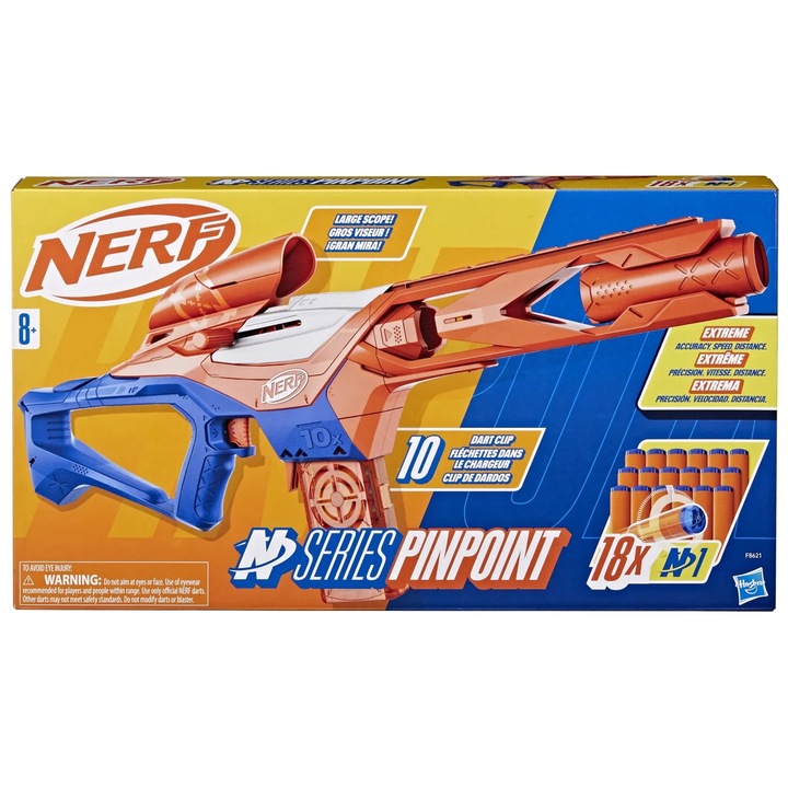 Бластер Nerf N Series Pinpoint, 18 стрелички, прецизност, голямо разстояние