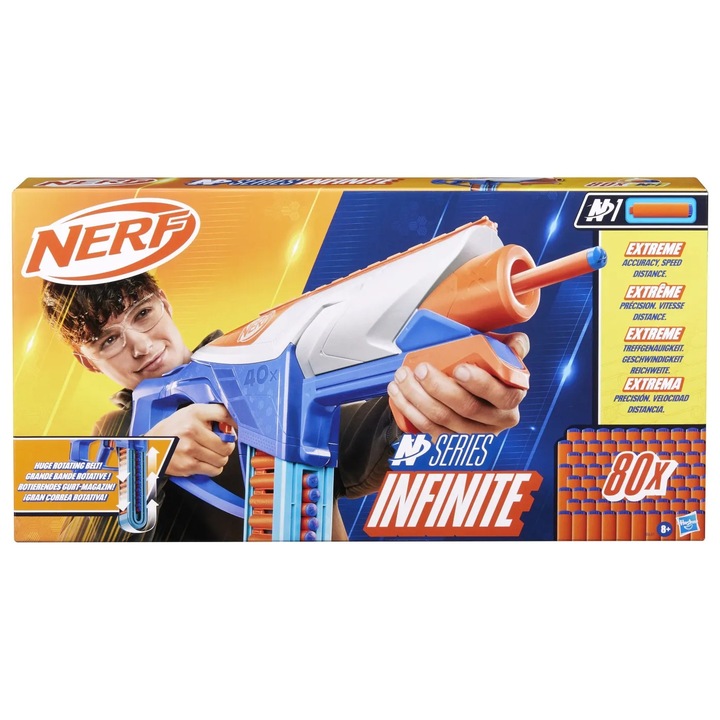 Бластер Nerf, Hasbro, комплект с 40 стрели, помпане, 80 стрели N1, многоцветен
