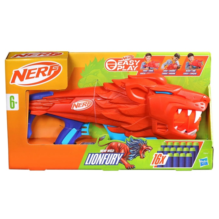 Бластер Nerf, Hasbro, Wild Lionfury, 16 стрелички, многоцветен
