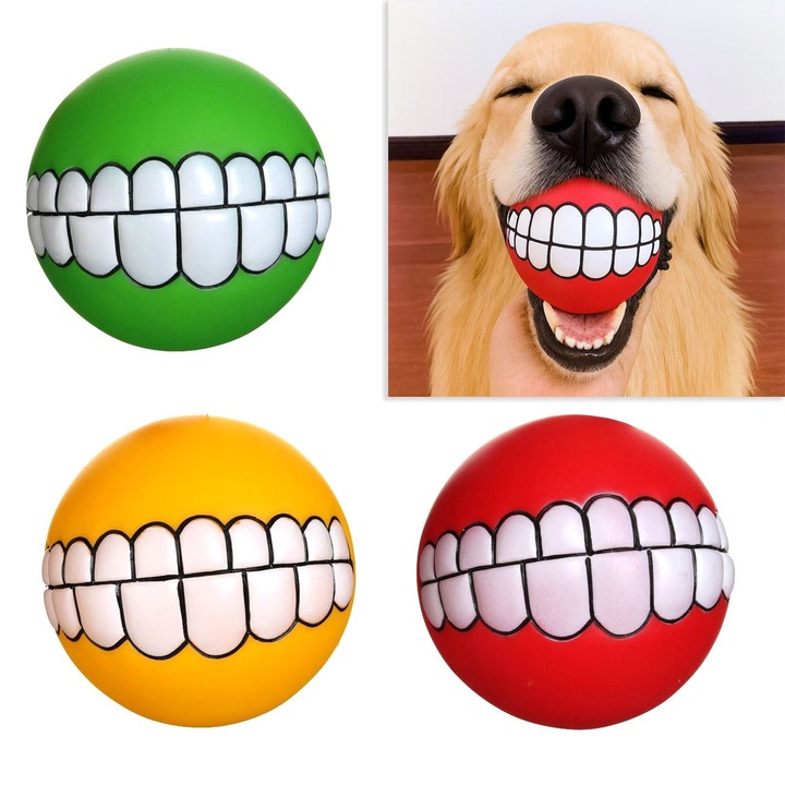 Kutyajáték, labda, többszínű, 7,5 cm, nem mérgező anyag