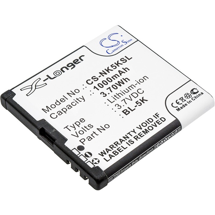 Cameron Sino CS-NK5KSL mobil akkumulátor Li-ion 1000mAh, fekete, 46.89x44x5.37mm