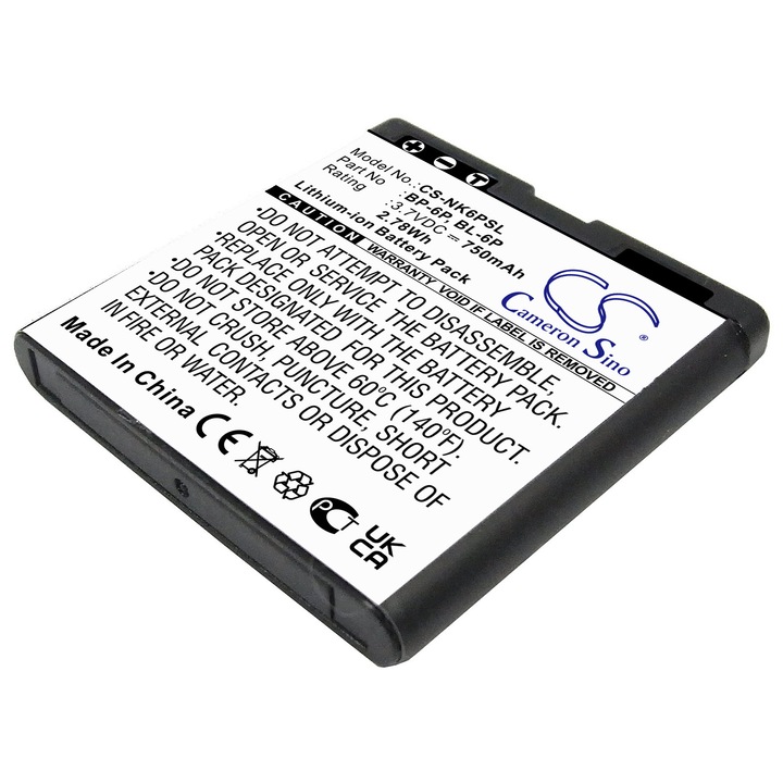Baterie telefon mobil Cameron Sino CS-NK6PSL Li-ion 750mAh, negru, 38.02x38.00x5.65mm