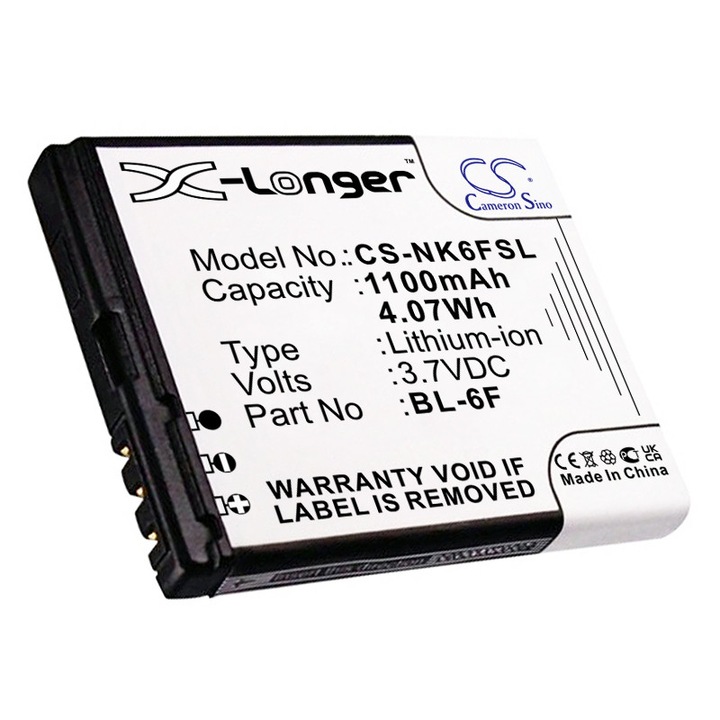 Li-ion mobil akkumulátor 1100mAh, Cameron Sino, Fekete, 46x40.1x6.3mm
