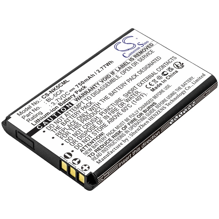 Cameron Sino Li-ion 750mAh, 3.7V mobiltelefon akkumulátor, fekete, 53x33.9x5.7mm