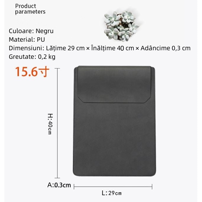Geantă laptop BFYCHYC, 15.6 inch, rezistentă la apă, profil subțire, culoare neagră