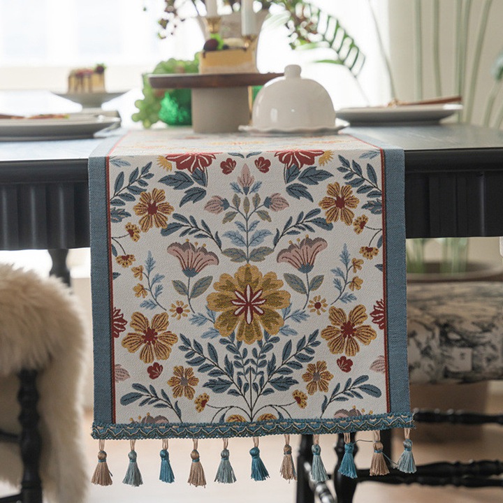 Napron, BOMSTOM, Material jacquard brodat cu ciucuri multipli，Poliester, 35x220cm, Multicolor