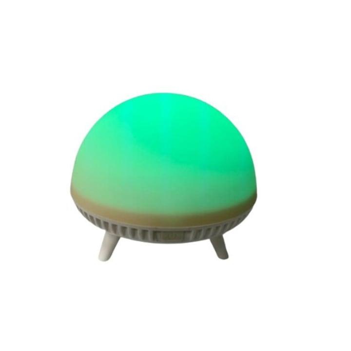 Boxa portabila cu lampa de veghe RoveRim, lumina led, 9 culori, 8 jocuri de lumini, waterproof, telecomanda, carcasa silicon detasabila