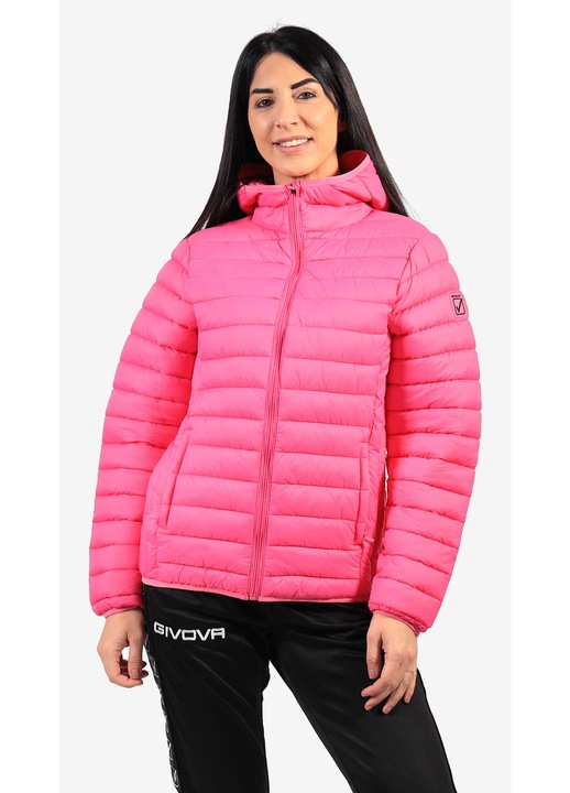 Női dzseki Givova, Capri, rózsaszín, XL, kapucnival, oldalsó cipzáras zsebekkel