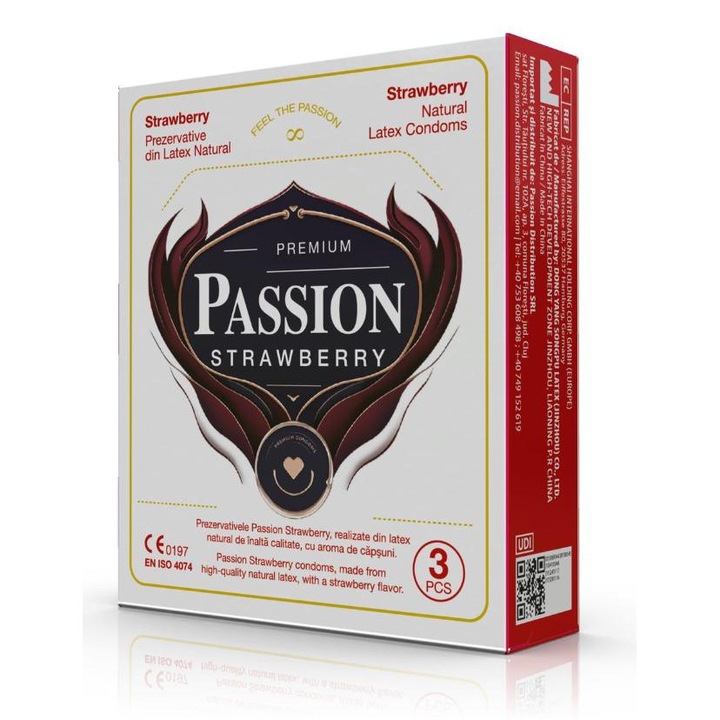 Prezervative Passion cu aroma de capsuni, confort autentic, protectie fara compromis, 3 bucati per cutie