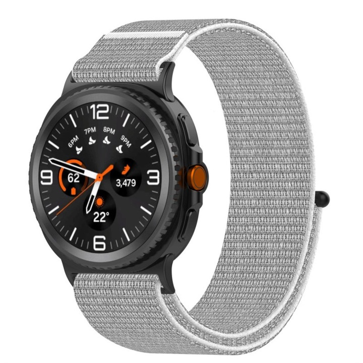 Curea Ceas SmartWatch pentru Samsung Galaxy Watch8 40mm / Watch8 44mm / Watch8 Classic, Textil Design, Comfy to Wear, Ajustabila, Gri