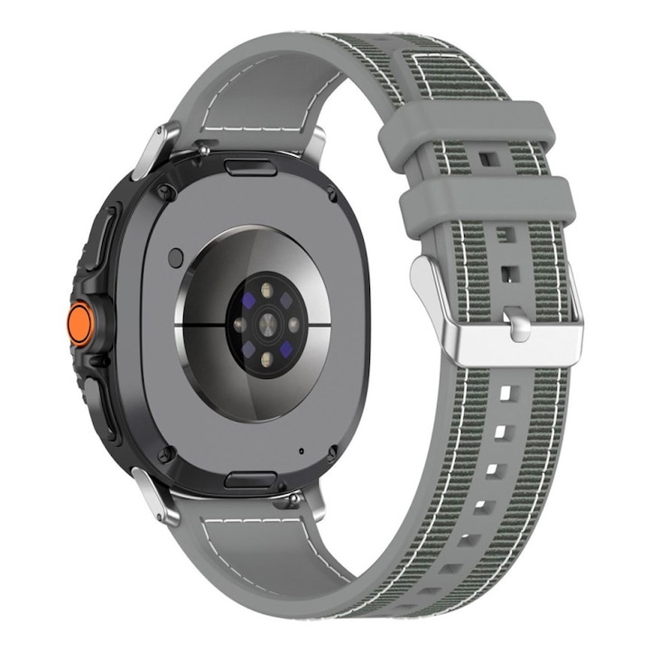 Curea Ceas SmartWatch pentru Samsung Galaxy Watch8 40mm / Watch8 44mm / Watch8 Classic, Stylish Design, Comfy to Wear, din Nailon si Silicon, Gri